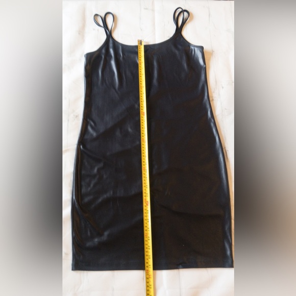 Sarah Pacini Black Knee-Length Dress Faux Leather Tunic made in Italy! - Picture 10 of 12